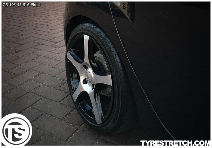 An example of tyre stretch: 195/45 R16 on 7.5J – PIRELLI