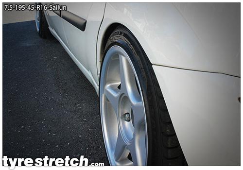 An example of tyre stretch: 195/45 R16 on 7.5J – SAILUN