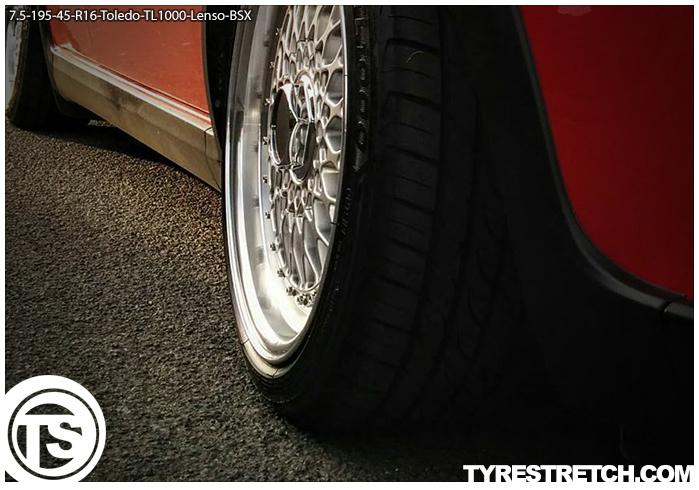 An example of tyre stretch: 195/45 R16 on 7.5J – TOLEDO (LENSO)