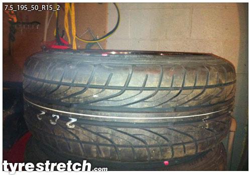 An example of tyre stretch: 195/50 R15 on 7.5J