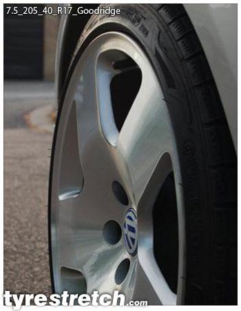 An example of tyre stretch: 205/40 R17 on 7.5J – GOODRICH