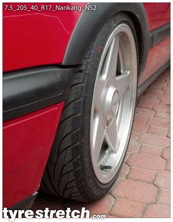 An example of tyre stretch: 205/40 R17 on 7.5J – NANKANG