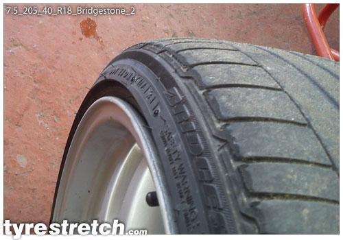 An example of tyre stretch: 205/40 R18 on 7.5J – BRIDGESTONE