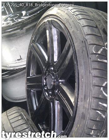 An example of tyre stretch: 205/40 R18 on 7.5J – BRIDGESTONE