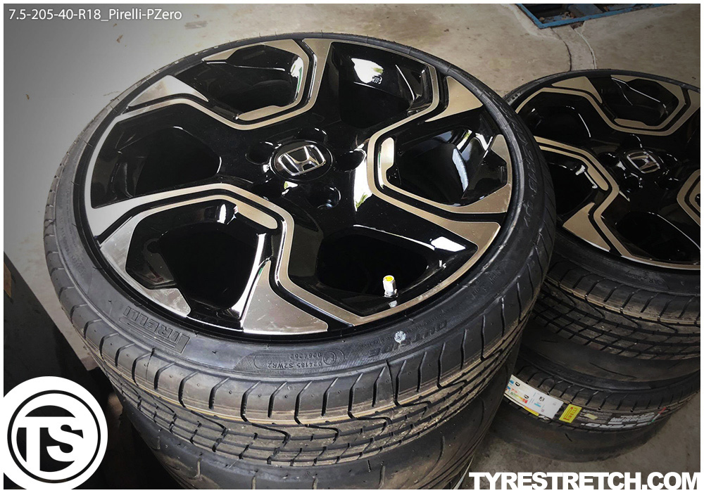 An example of tyre stretch: 205/40 R18 on 7.5J – PIRELLI