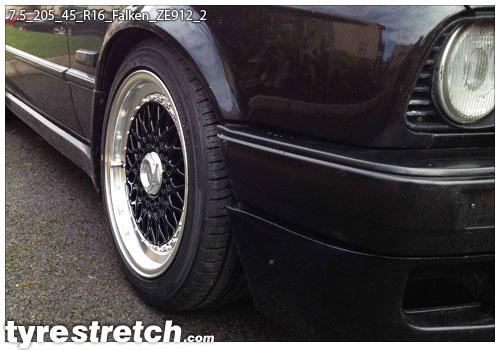 An example of tyre stretch: 205/45 R16 on 7.5J – FALKEN