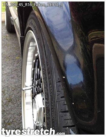 An example of tyre stretch: 205/45 R16 on 7.5J – FALKEN