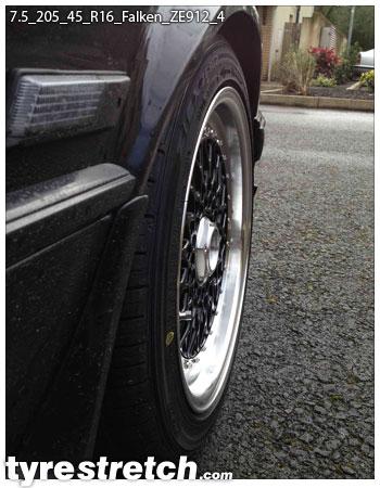 An example of tyre stretch: 205/45 R16 on 7.5J – FALKEN