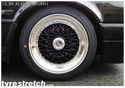 An example of tyre stretch: 205/45 R16 on 7.5J – FALKEN