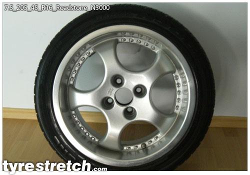 An example of tyre stretch: 205/45 R16 on 7.5J – ROADSTONE