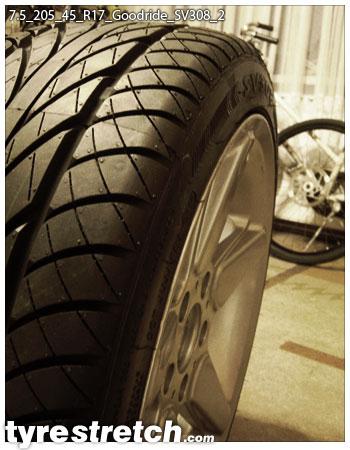 An example of tyre stretch: 205/45 R17 on 7.5J – GOODRIDE