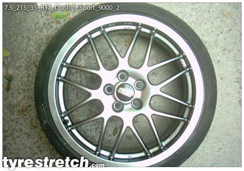 An example of tyre stretch: 215/35 R17 on 7.5J – DUNLOP