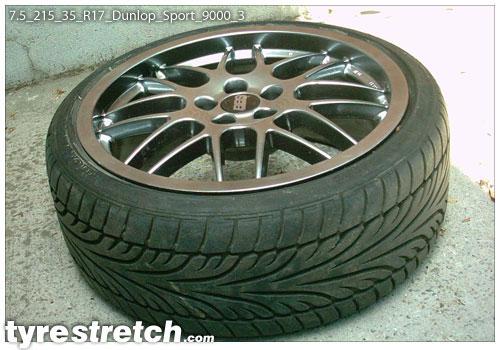An example of tyre stretch: 215/35 R17 on 7.5J – DUNLOP