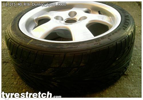 An example of tyre stretch: 215/40 R16 on 7.5J – DUNLOP