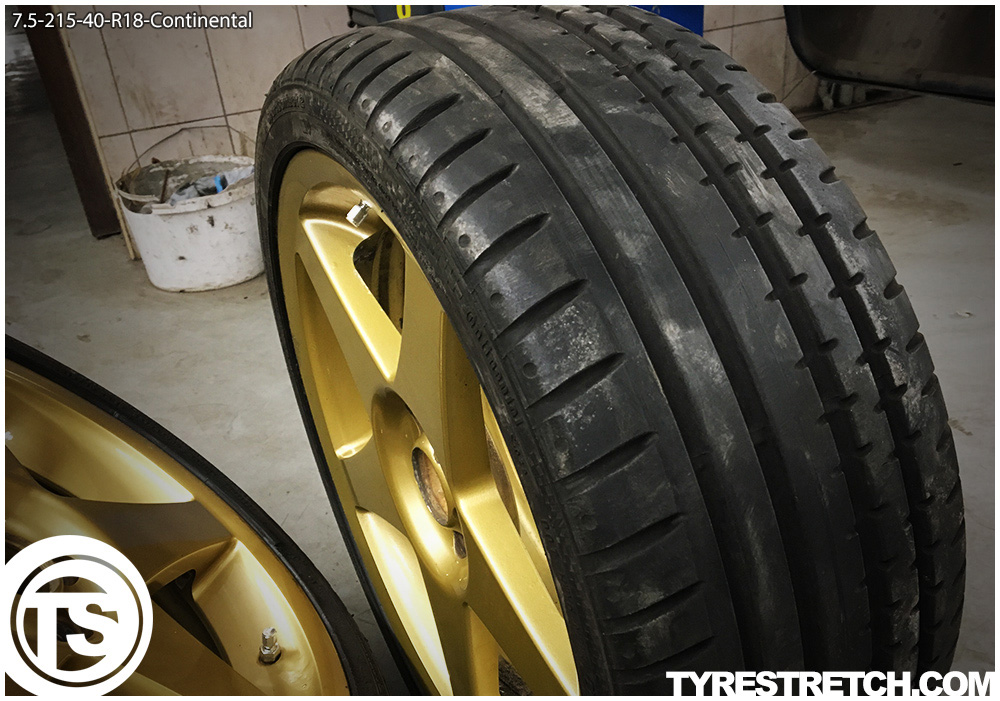 An example of tyre stretch: 215/40 R18 on 7.5J – CONTINENTAL