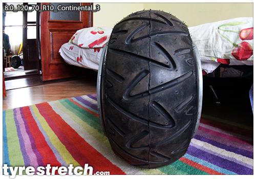 An example of tyre stretch: 120/70 R10 on 8.0J – CONTINENTAL