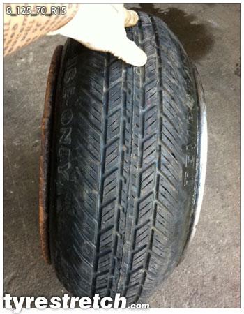 An example of tyre stretch: 125/70 R15 on 8.0J