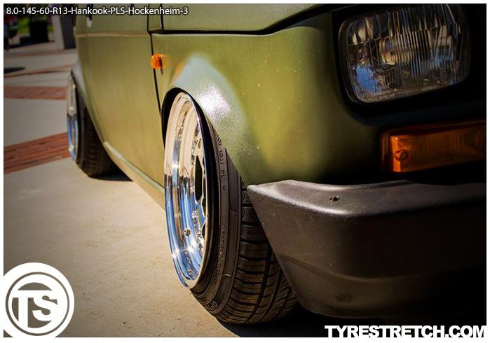 An example of tyre stretch: 145/60 R13 on 8.0J – HANKOOK (PLS)