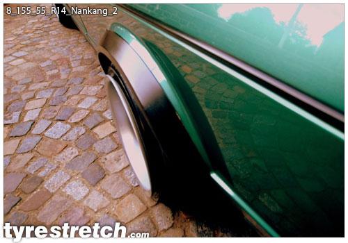 An example of tyre stretch: 155/55 R14 on 8.0J – NANKANG
