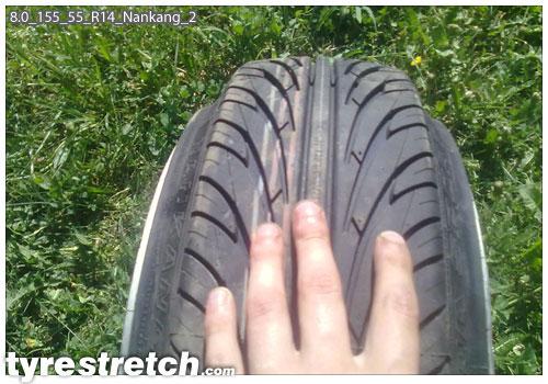 An example of tyre stretch: 155/55 R14 on 8.0J – NANKANG