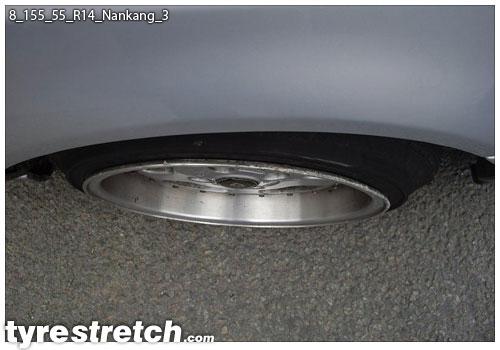 An example of tyre stretch: 155/55 R14 on 8.0J – NANKANG