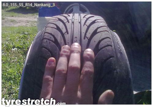 An example of tyre stretch: 155/55 R14 on 8.0J – NANKANG