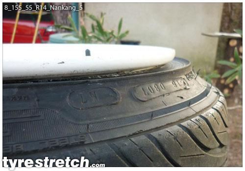 An example of tyre stretch: 155/55 R14 on 8.0J – NANKANG