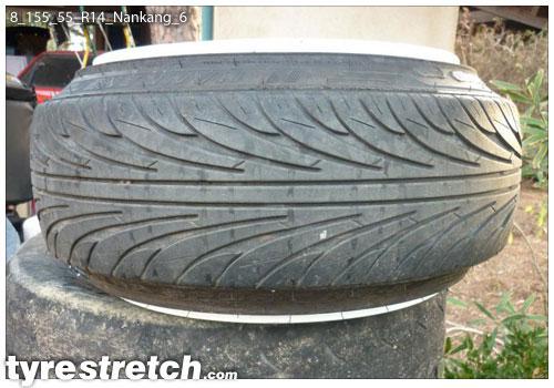 An example of tyre stretch: 155/55 R14 on 8.0J – NANKANG