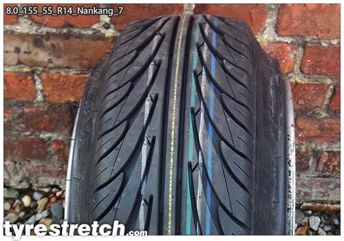 An example of tyre stretch: 155/55 R14 on 8.0J – NANKANG