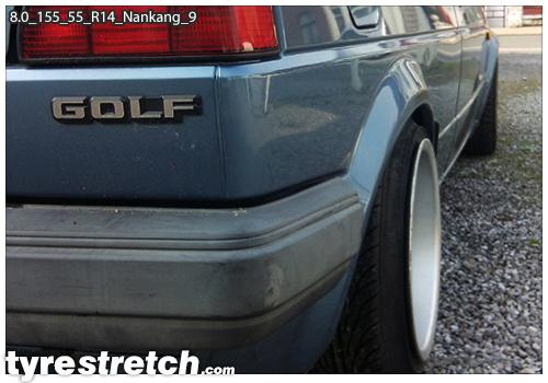 An example of tyre stretch: 155/55 R14 on 8.0J – NANKANG