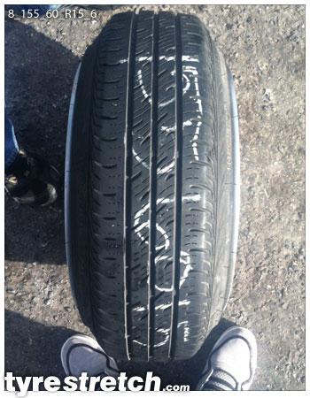 An example of tyre stretch: 155/60 R15 on 8.0J