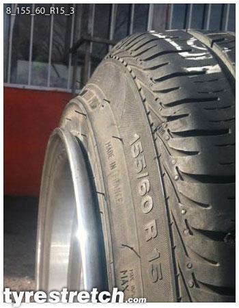 An example of tyre stretch: 155/60 R15 on 8.0J