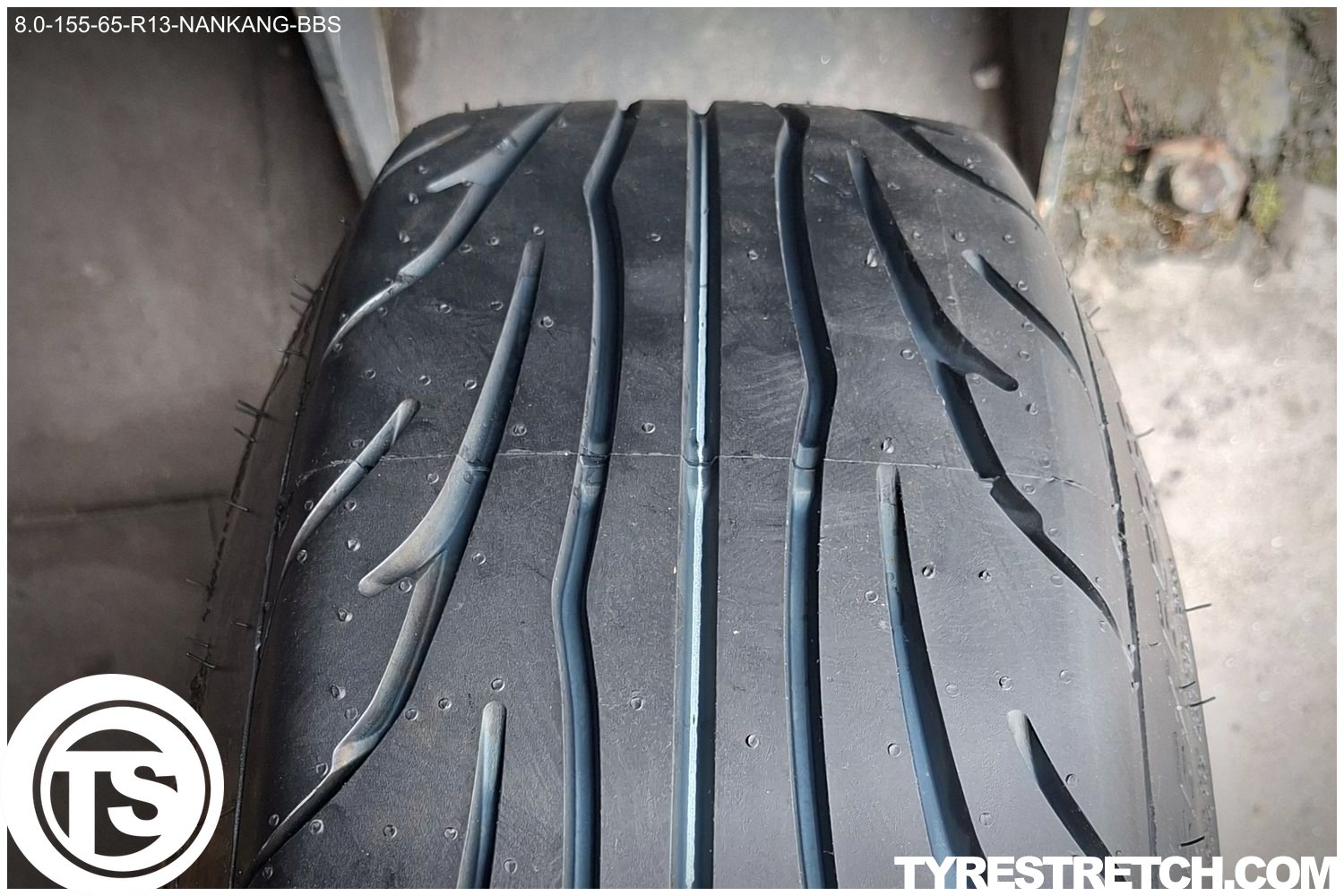 An example of tyre stretch: 155/65 R13 on 8.0J – NANKANG (BBS)