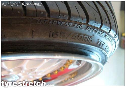 An example of tyre stretch: 165/40 R16 on 8.0J – NANKANG