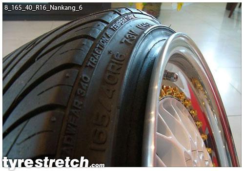 An example of tyre stretch: 165/40 R16 on 8.0J – NANKANG