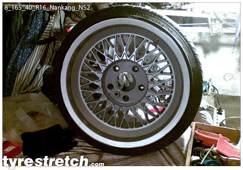 An example of tyre stretch: 165/40 R16 on 8.0J – NANKANG