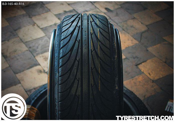 An example of tyre stretch: 165/40 R16 on 8.0J – NANKANG (PANASPORT)