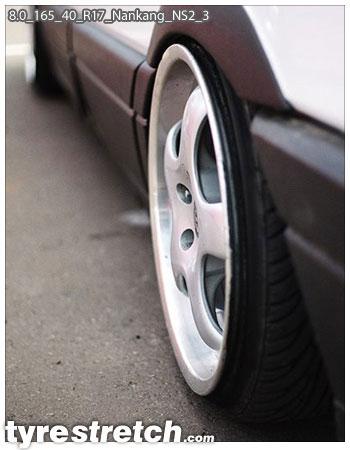 An example of tyre stretch: 165/40 R17 on 8.0J – Nankang
