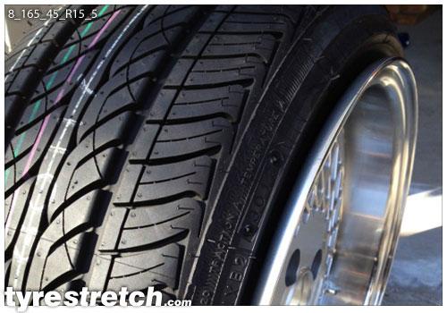 An example of tyre stretch: 165/45 R15 on 8.0J