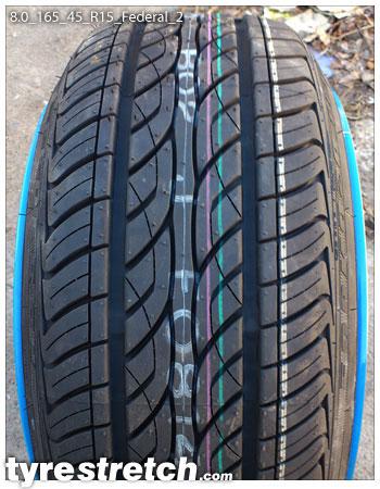 An example of tyre stretch: 165/45 R15 on 8.0J – FEDERAL