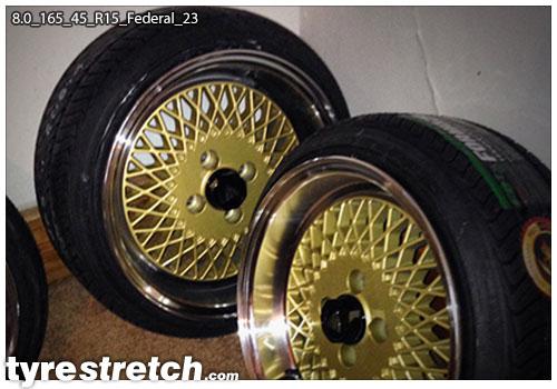 An example of tyre stretch: 165/45 R15 on 8.0J – FEDERAL