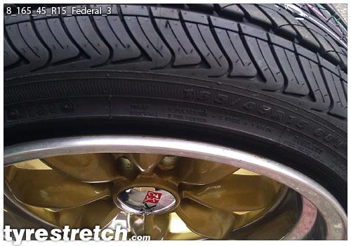An example of tyre stretch: 165/45 R15 on 8.0J – FEDERAL