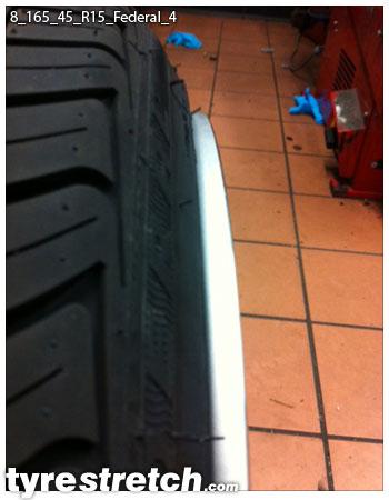 An example of tyre stretch: 165/45 R15 on 8.0J – FEDERAL