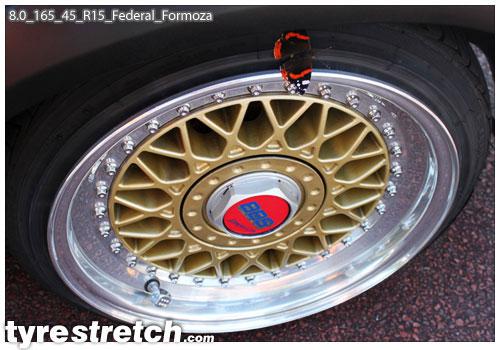 An example of tyre stretch: 165/45 R15 on 8.0J – FEDERAL