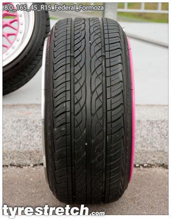An example of tyre stretch: 165/45 R15 on 8.0J – FEDERAL