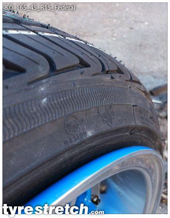 An example of tyre stretch: 165/45 R15 on 8.0J – FEDERAL