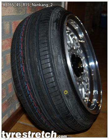 An example of tyre stretch: 165/45 R15 on 8.0J – NANKANG
