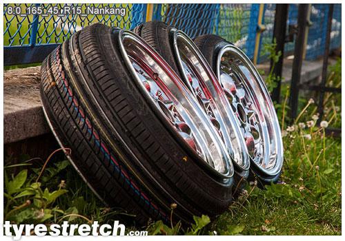 An example of tyre stretch: 165/45 R15 on 8.0J – NANKANG