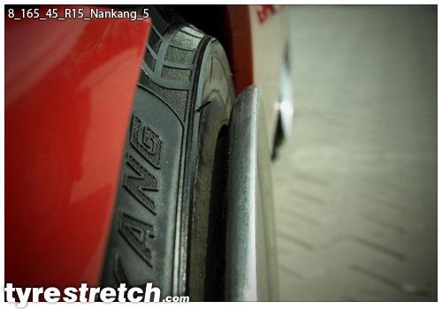 An example of tyre stretch: 165/45 R15 on 8.0J – NANKANG