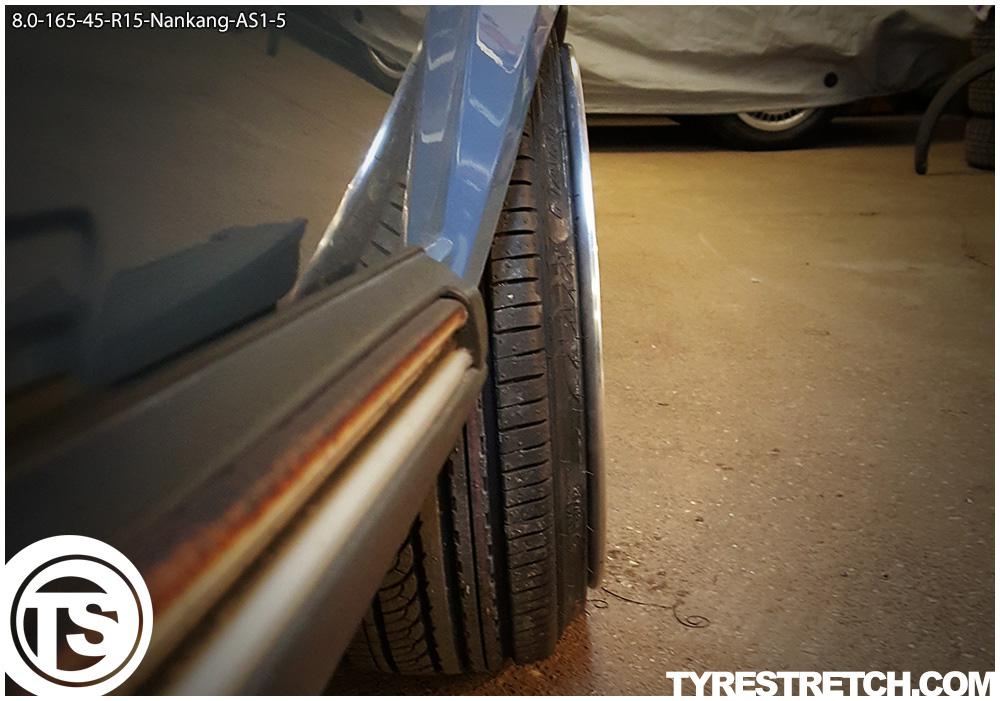 An example of tyre stretch: 165/45 R15 on 8.0J – NANKANG